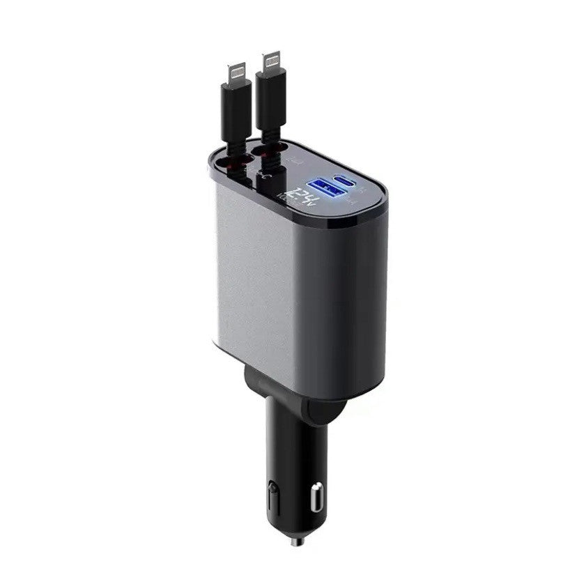 Metal Car Charger 100W Super Fast Charging Car Cigarette Lighter USB And TYPE-C Adapter Pi-Mart