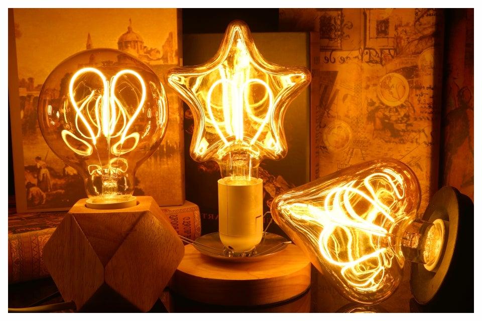 E14 E27 Retro LED Spiral Filament Light Bulb 4W 220V C35 G45 A60 T45 ST64 T185 T225 G80 G95 G125 Vintage Edison Lamp Vintage Filament Light Bulbs Globe Round Stevvex