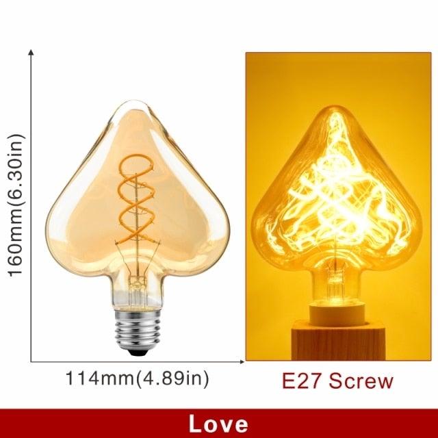 E14 E27 Retro LED Spiral Filament Light Bulb 4W 220V C35 G45 A60 T45 ST64 T185 T225 G80 G95 G125 Vintage Edison Lamp Vintage Filament Light Bulbs Globe Round Stevvex