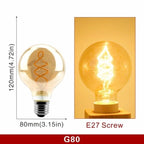 E14 E27 Retro LED Spiral Filament Light Bulb 4W 220V C35 G45 A60 T45 ST64 T185 T225 G80 G95 G125 Vintage Edison Lamp Vintage Filament Light Bulbs Globe Round Stevvex