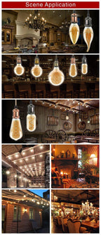 E14 E27 Retro LED Spiral Filament Light Bulb 4W 220V C35 G45 A60 T45 ST64 T185 T225 G80 G95 G125 Vintage Edison Lamp Vintage Filament Light Bulbs Globe Round Stevvex