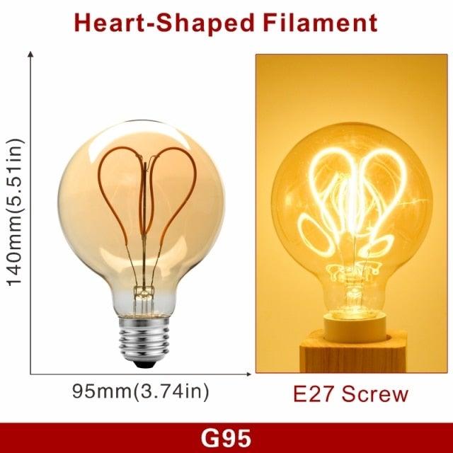 E14 E27 Retro LED Spiral Filament Light Bulb 4W 220V C35 G45 A60 T45 ST64 T185 T225 G80 G95 G125 Vintage Edison Lamp Vintage Filament Light Bulbs Globe Round Stevvex