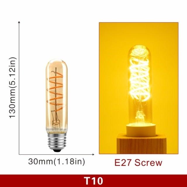 E14 E27 Retro LED Spiral Filament Light Bulb 4W 220V C35 G45 A60 T45 ST64 T185 T225 G80 G95 G125 Vintage Edison Lamp Vintage Filament Light Bulbs Globe Round Stevvex