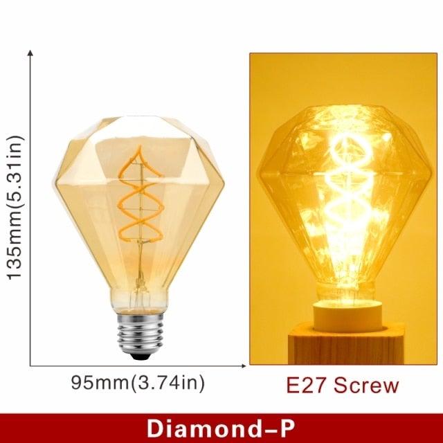 E14 E27 Retro LED Spiral Filament Light Bulb 4W 220V C35 G45 A60 T45 ST64 T185 T225 G80 G95 G125 Vintage Edison Lamp Vintage Filament Light Bulbs Globe Round Stevvex