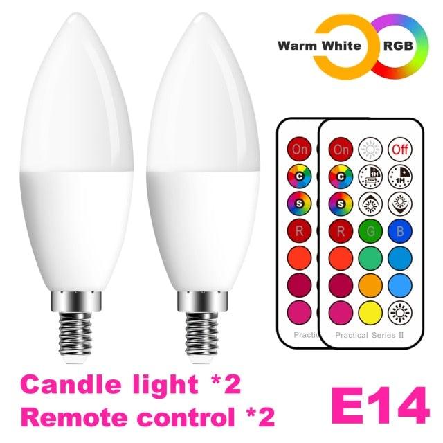 E14 LED Bulb Candle Color Indoor Neon Sign Light Bulb RGB Tape With Controller Lighting 220V E12 Dimmable Smart Lamp For Home Smart WiFi Candelabra Light Bulb, C37 Shape RGB+C+W LED Candle Light Bulb, 5W 400LM (2700k-6500k) Candelabra Bulb Stevvex
