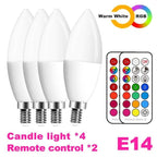 E14 LED Bulb Candle Color Indoor Neon Sign Light Bulb RGB Tape With Controller Lighting 220V E12 Dimmable Smart Lamp For Home Smart WiFi Candelabra Light Bulb, C37 Shape RGB+C+W LED Candle Light Bulb, 5W 400LM (2700k-6500k) Candelabra Bulb Stevvex