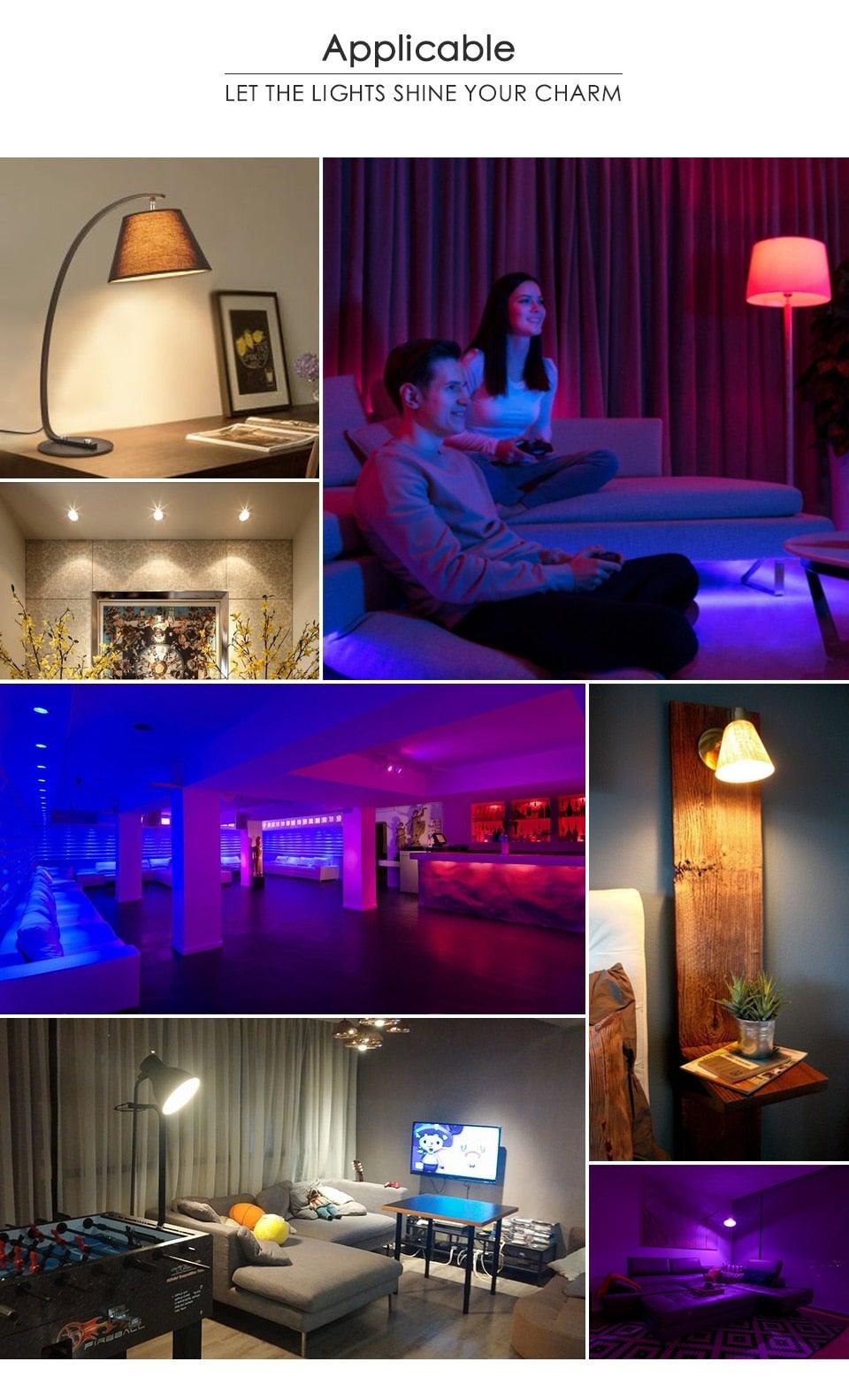 E14 LED Bulb Candle Color Indoor Neon Sign Light Bulb RGB Tape With Controller Lighting 220V E12 Dimmable Smart Lamp For Home Smart WiFi Candelabra Light Bulb, C37 Shape RGB+C+W LED Candle Light Bulb, 5W 400LM (2700k-6500k) Candelabra Bulb Stevvex