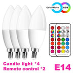 E14 LED Bulb Candle Color Indoor Neon Sign Light Bulb RGB Tape With Controller Lighting 220V E12 Dimmable Smart Lamp For Home Smart WiFi Candelabra Light Bulb, C37 Shape RGB+C+W LED Candle Light Bulb, 5W 400LM (2700k-6500k) Candelabra Bulb Stevvex