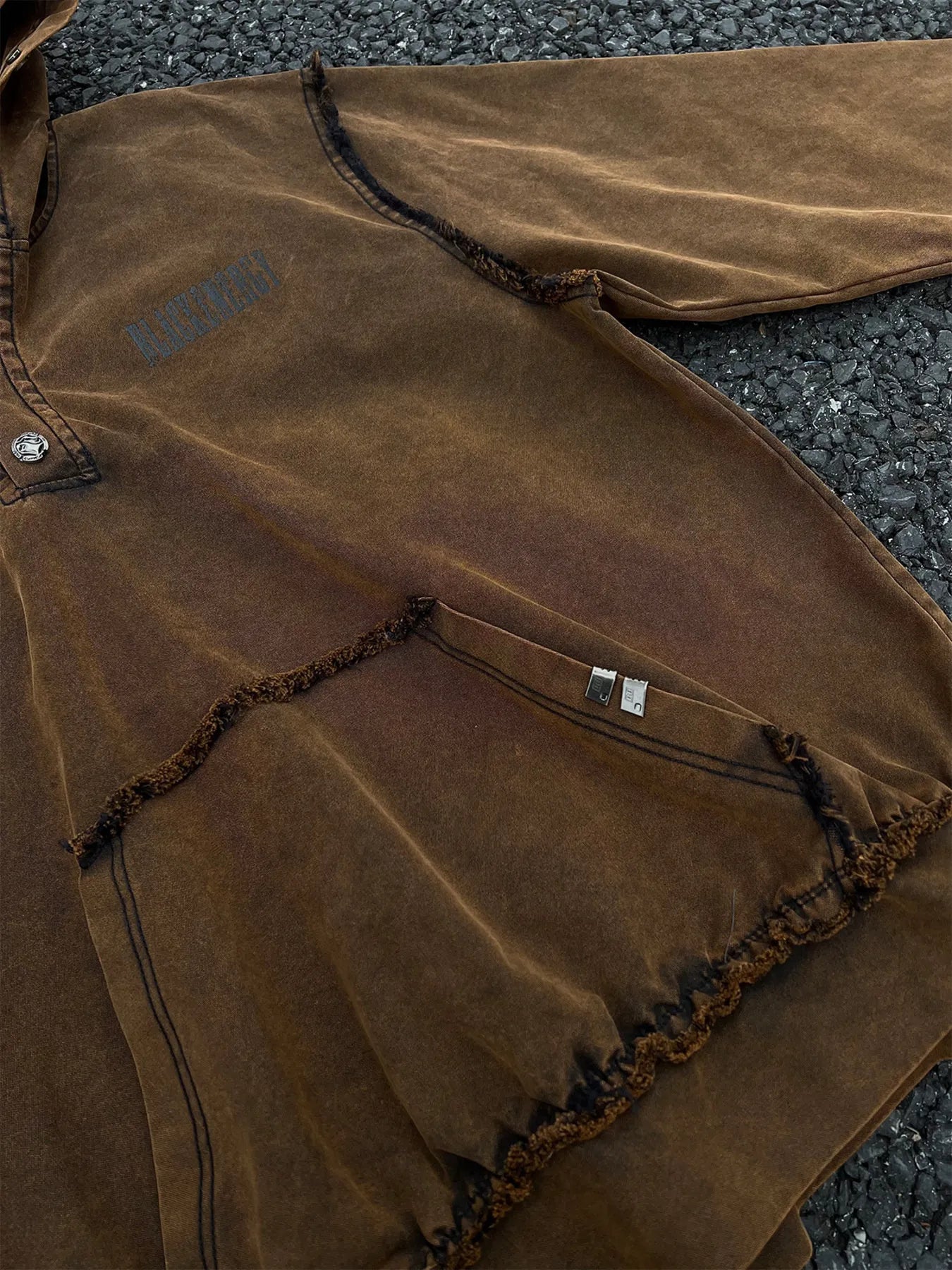 Men's Washed Frayed Hem Hoodie