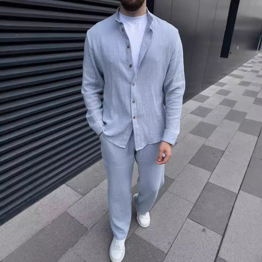 Cotton Men Suit Fashion Comfortable Top Pants Lootquake LLC