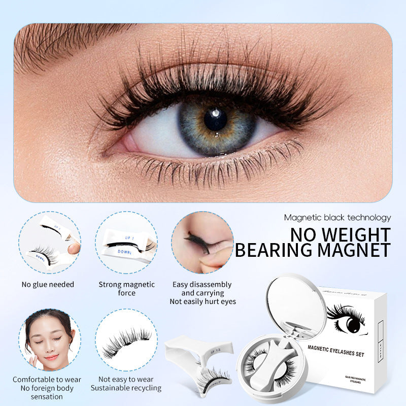 Magnetic False Eyelashes Integrated Storage Box Glue-free Magnet False Eyelashes Natural Makeup Tools With Applicater Pi-Mart