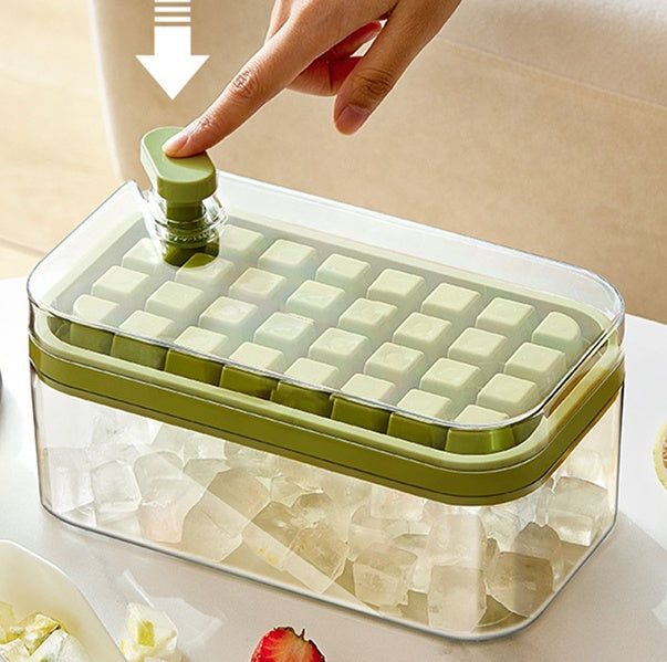 One-button Press Type Ice Mold Box Plastics Ice Cube Maker Ice Tray Mold With Storage Box With Lid Bar Kitchen Accessories Pi-Mart