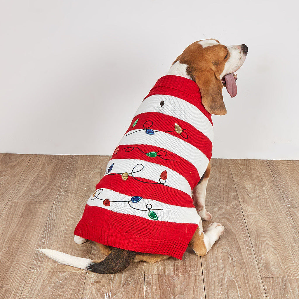 Pet Striped Christmas Lantern Turtleneck Sweater Pi-Mart