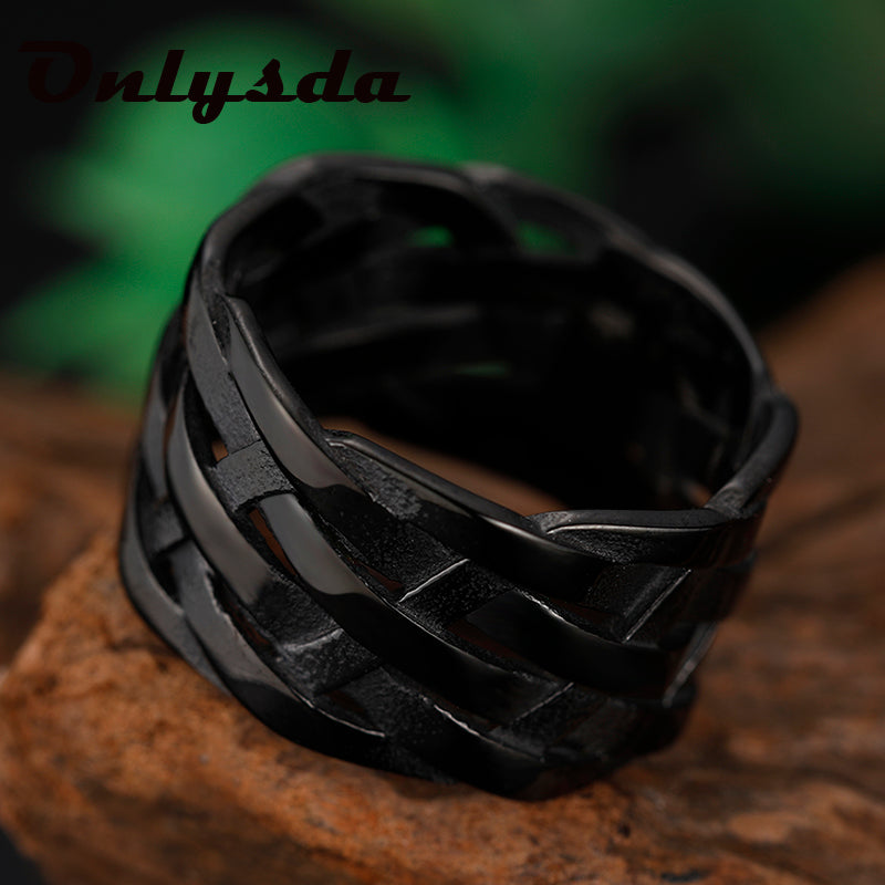 Vintage Weave Stainless Steel Rings Pi-Mart