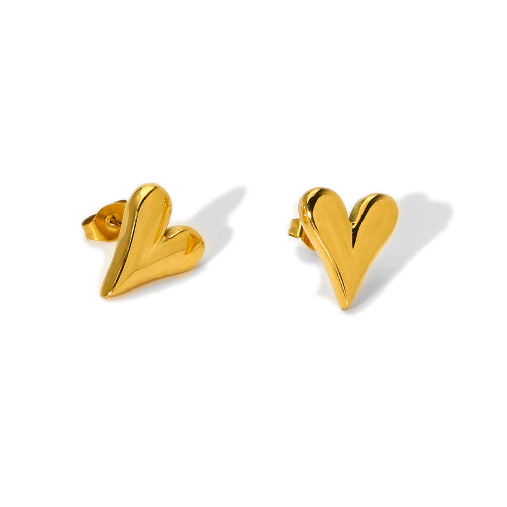 New Titanium Steel Love Heart Earrings Fashion Stainless Steel Pi-Mart