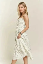 ADORA Smocked Floral Sweetheart Neck Cami Dress