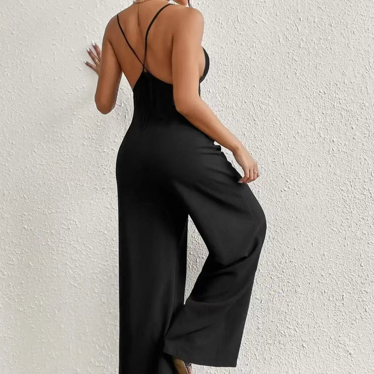 Ladies' Cross Leisure Vacation Lazy Backless Wide Leg Pants Camisole Skirt Jumpsuit - SJB-DIAMOND ELITES