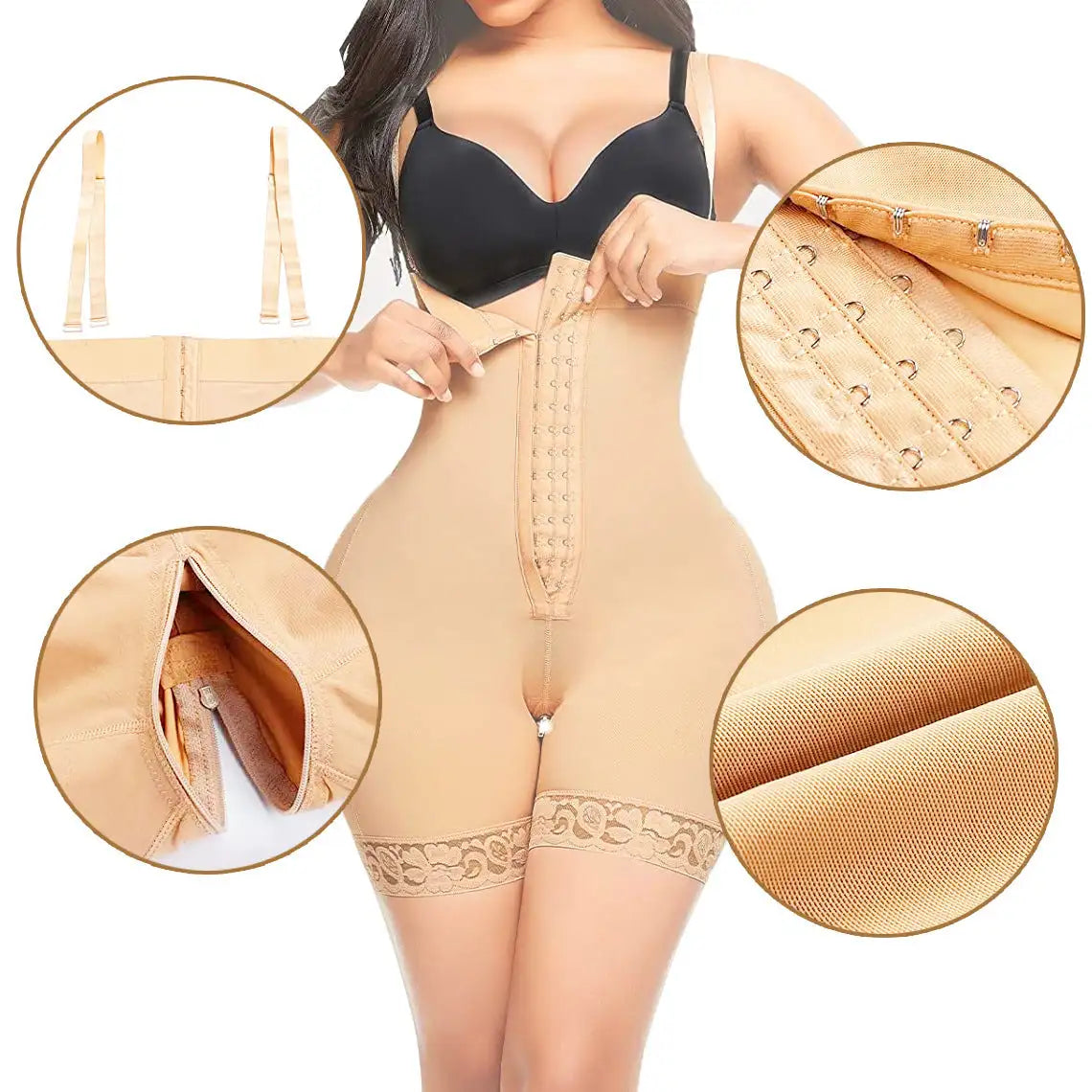 High Waisted Body Pants Crotch Zipper Tummy Lifting Pants Waist Trimming Shapewear Bodysuit Enhancement - SJB-DIAMOND ELITES