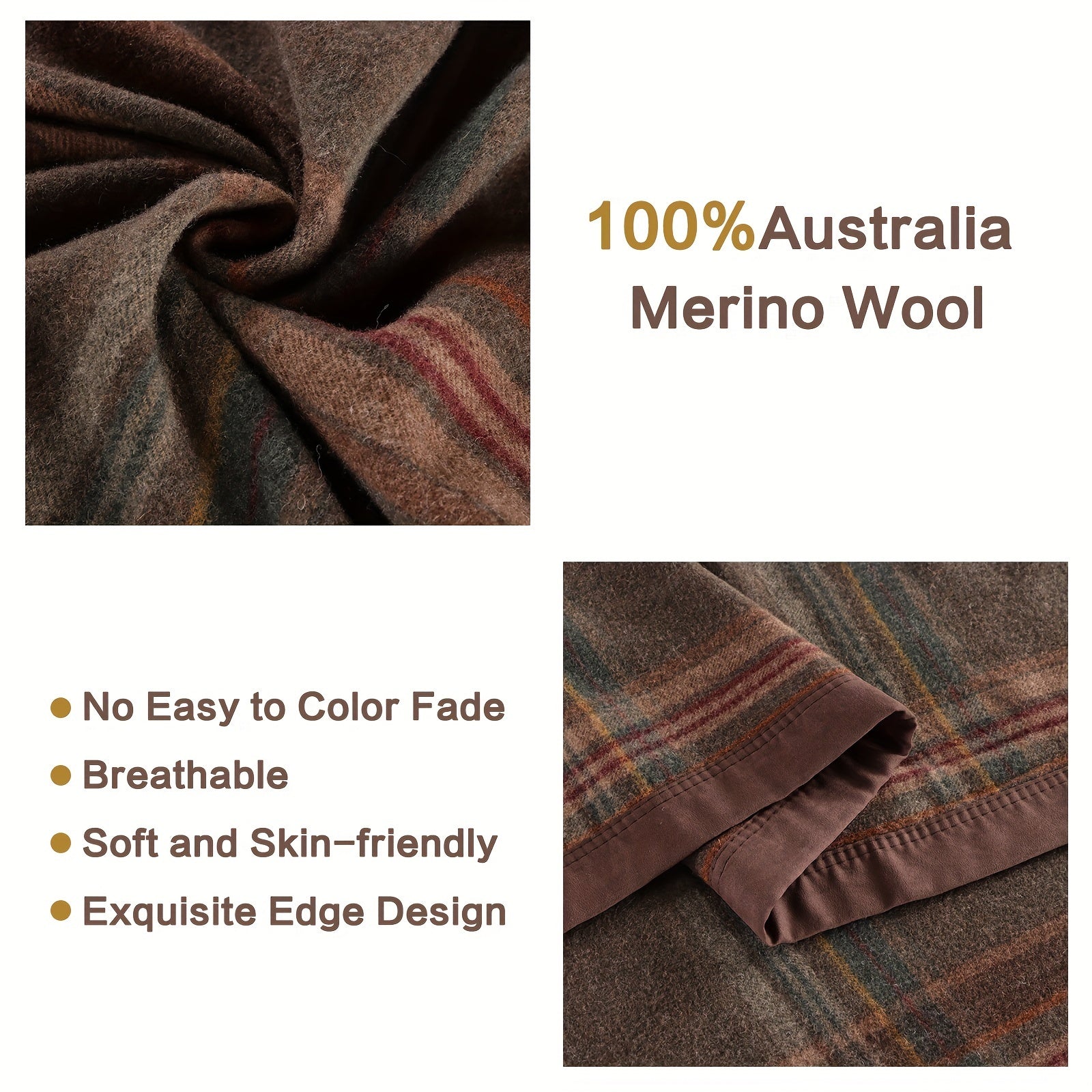 Pure Wool Blanket Throw Queen Size 100% Australian Natural Wool Bed Blanket, Washable Wool Blanket Throw, Hypoallergenic- Non-Itchy Or Scratchy Fabric Lootquake LLC