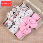 Modern 3PCS Set Floral Bows Baby Headband Dot Bowknot Cotton Hair Band Girls Hair Accessories For Girls