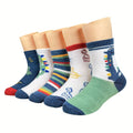 Boy's Dinosaur Pattern Socks, Breathable, Comfy, Casual Style, Unisex Lootquake LLC
