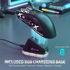 Lightweight Wireless Gaming Mouse X11 with RGB Charging Base, Tri-mode-2.4G/USB-C Wired/BT, Up to 22K DPI, PAW3311 Optical Sensor, HUYU for Switch, 5 Programmable Buttons, Suitable for PC/Mac White Lootquake LLC