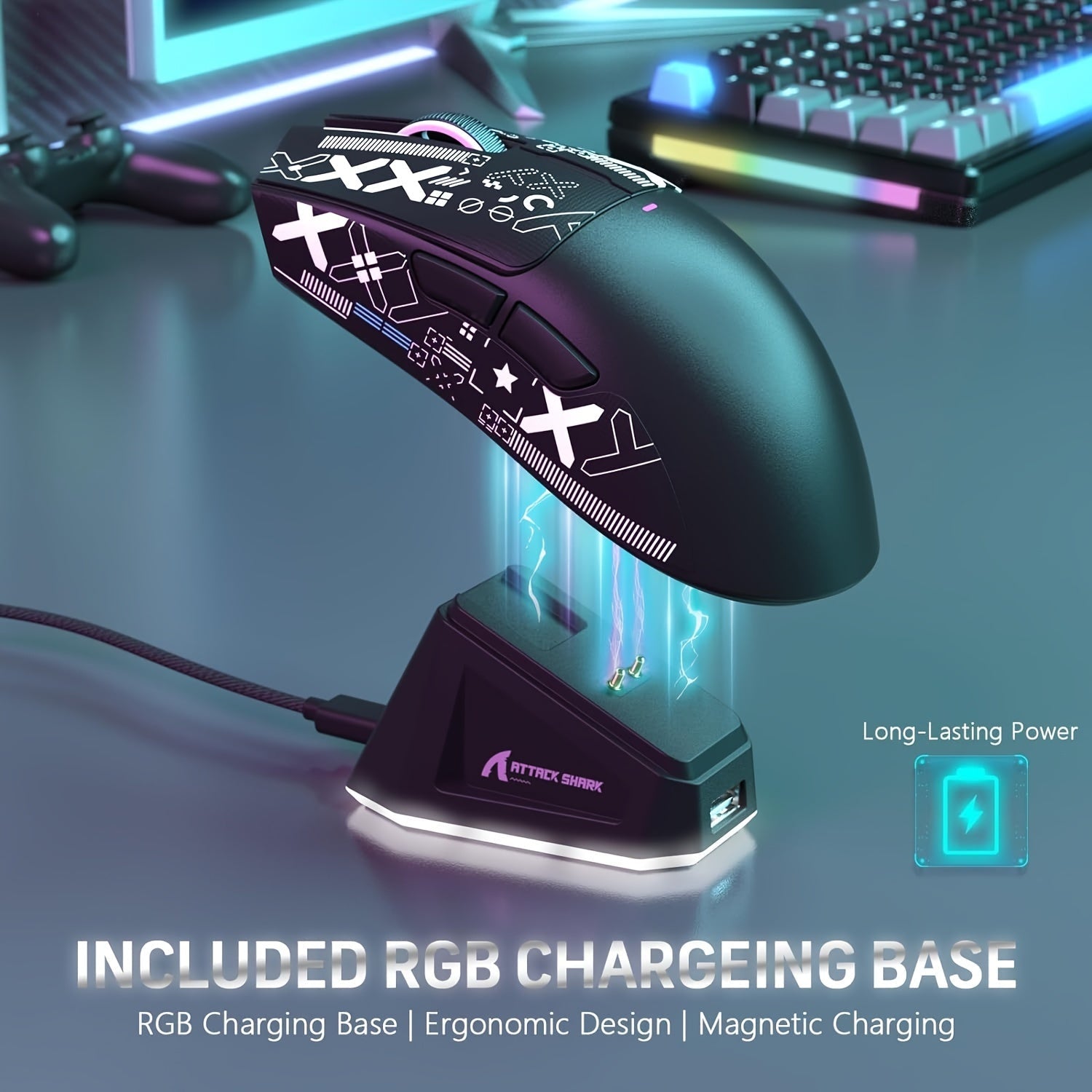 Lightweight Wireless Gaming Mouse X11 with RGB Charging Base, Tri-mode-2.4G/USB-C Wired/BT, Up to 22K DPI, PAW3311 Optical Sensor, HUYU for Switch, 5 Programmable Buttons, Suitable for PC/Mac White Lootquake LLC