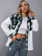 Timeless Modern Plaid Collared Neck Button Down Jacket Casual Simple Jacket For Women Classic Jacket