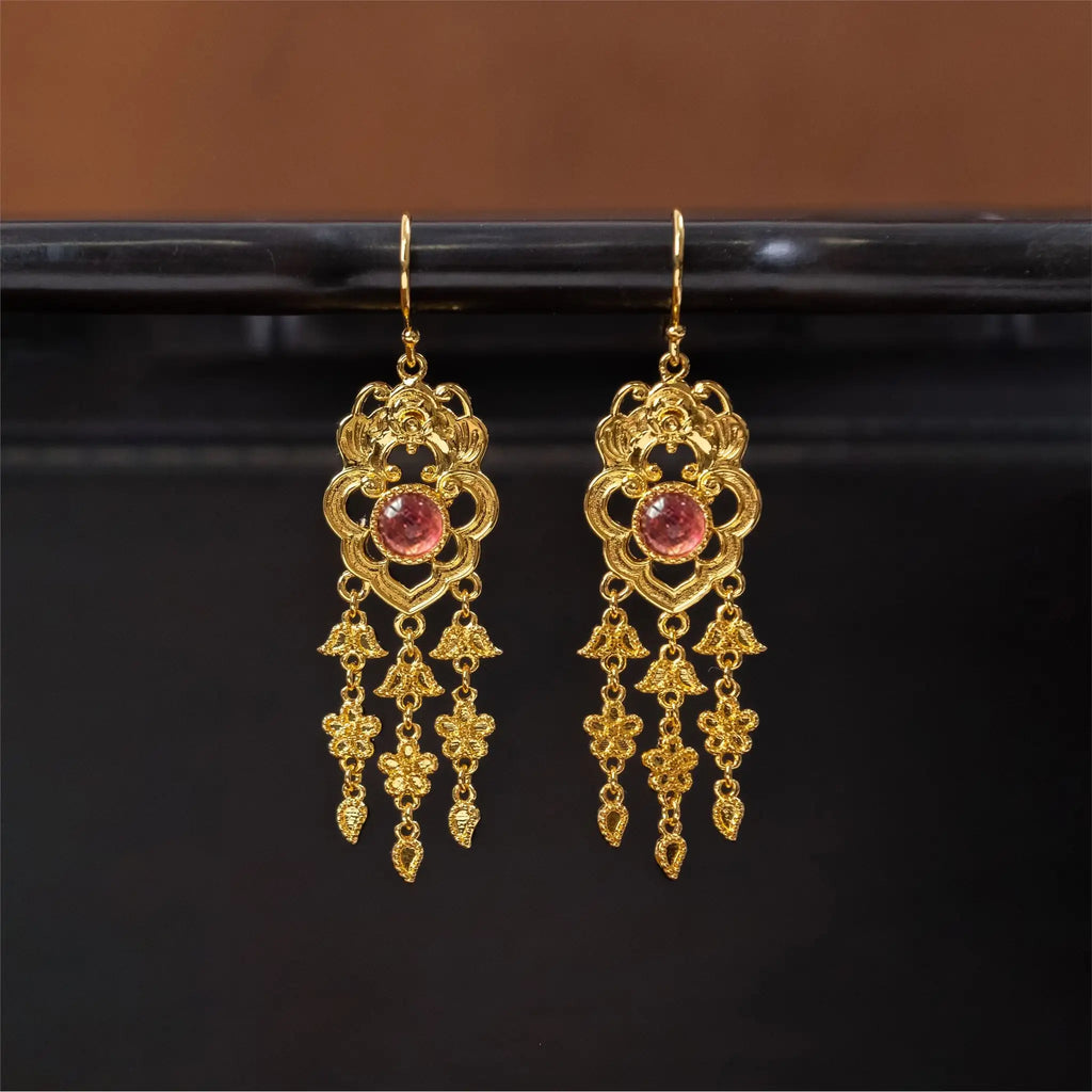 Bat Tassel Earring Girl New Chinese Blue And White Carving