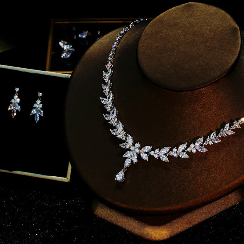 Simple White Bride Zircon Set Women Pi-Mart