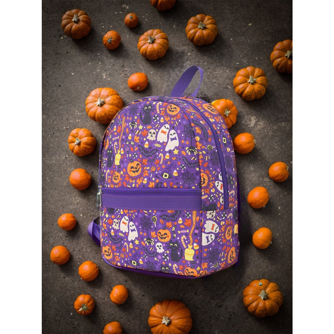 Pumpkin witch pattern digital print backpack, waterproof nylon backpack purse, student backpack purse, - SJB-DIAMOND ELITES