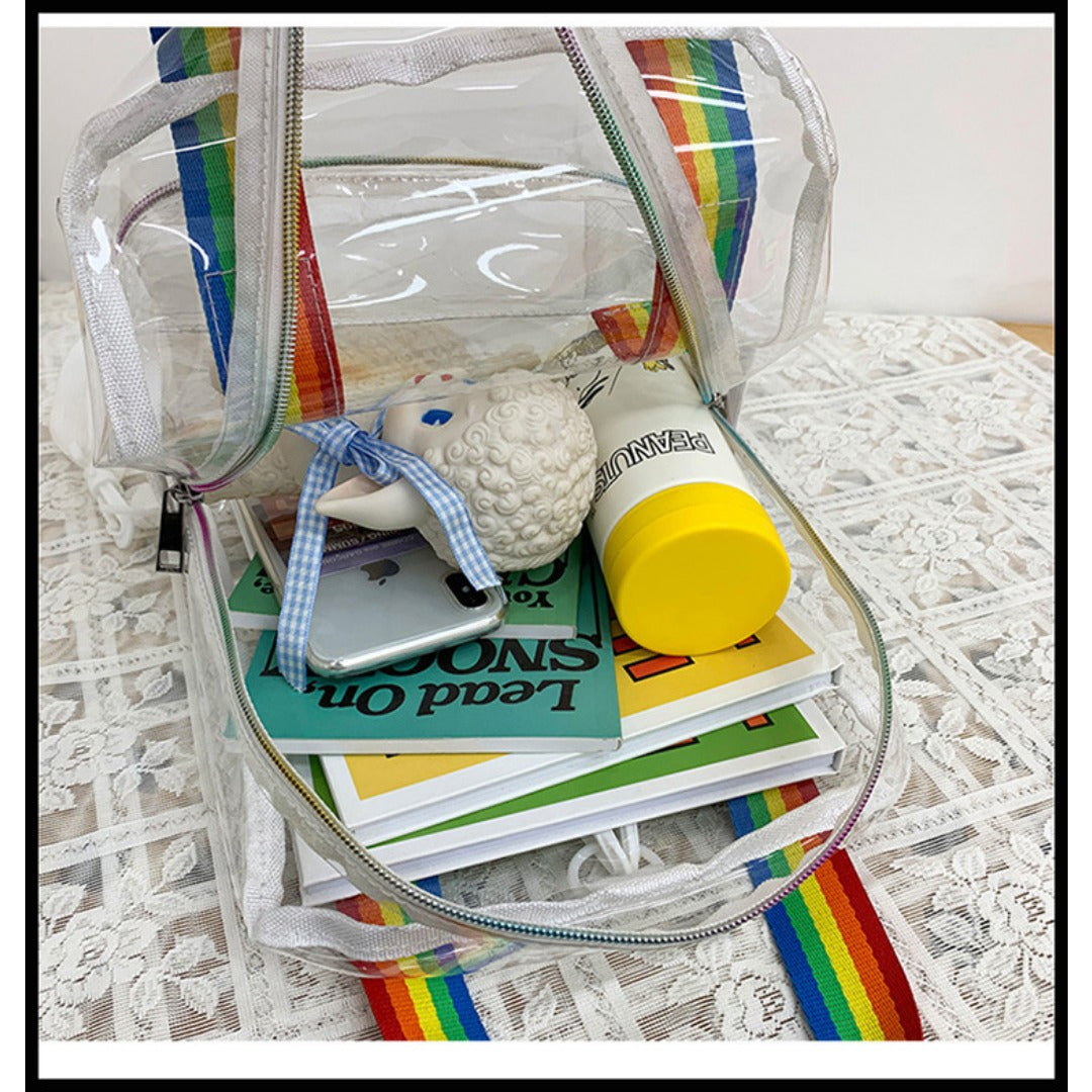 Waterproof PVC Backpack Purse with Clear Design, Durable and Stylish, Perfect for Travel, School, and Everyday Use School Bag Summer Waterproof PVC Beach Bag - SJB-DIAMOND ELITES