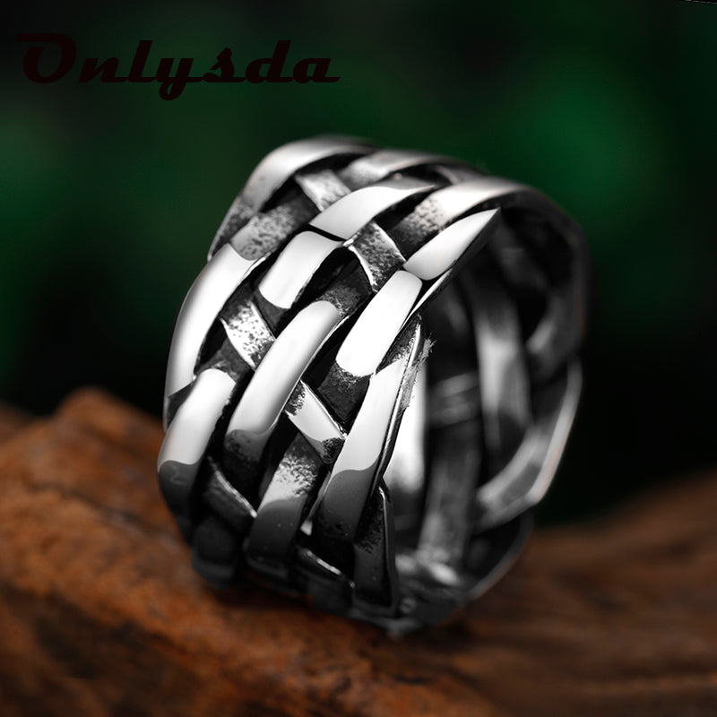 Vintage Weave Stainless Steel Rings Pi-Mart