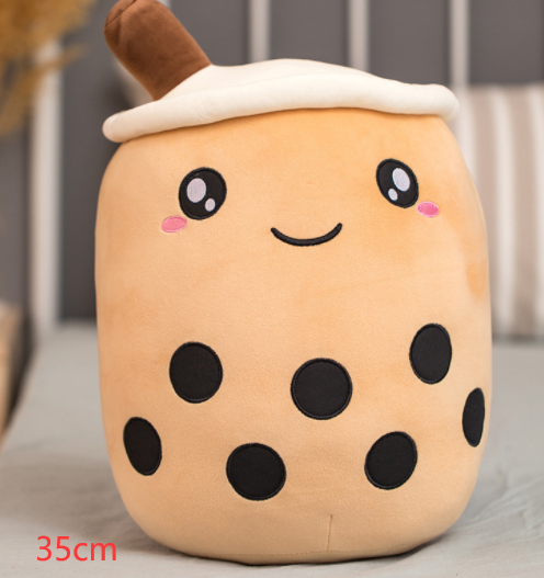 Cute Fruit Drink Plush Stuffed Soft Strawberry Milk Tea Plush Boba Tea Cup Toy Bubble Tea Pillow Cushion Kids Gift Pi-Mart
