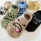 5 Pairs Cartoon Print Socks, Funny & Breathable Low Cut Ankle Socks, Women's Stockings & Hosiery Lootquake LLC