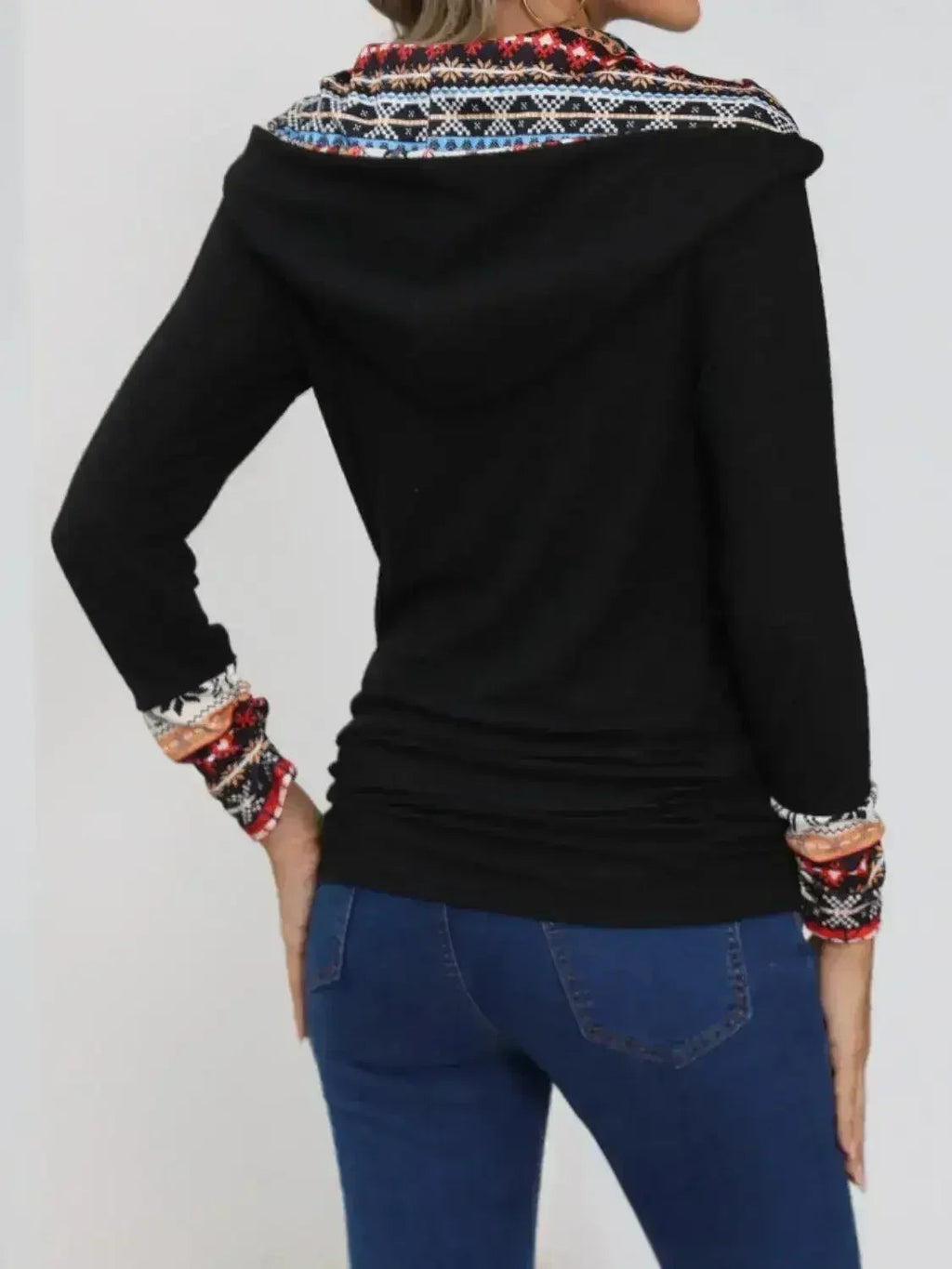 Printed Collared Neck Long Sleeve Blouse – Femstylo - SJB-DIAMOND ELITES