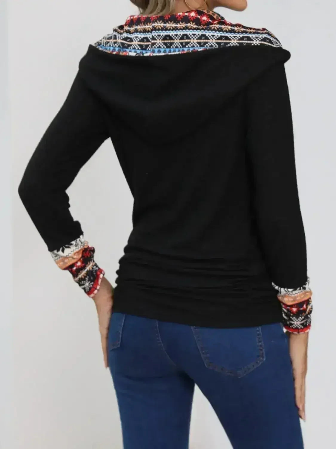 Printed Collared Neck Long Sleeve Blouse – Femstylo - SJB-DIAMOND ELITES