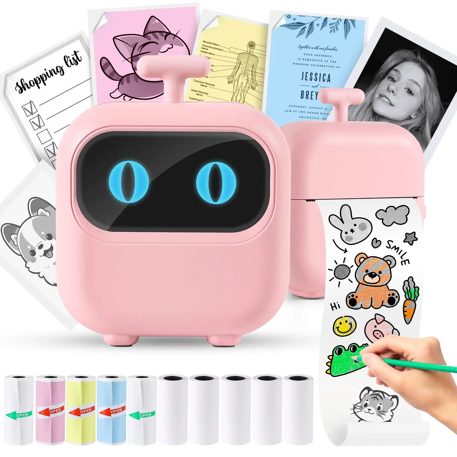 Mini Printer, All Purpose Sticker Maker With Thermal Papers, Bluetooth Portable Printer All Purpose - SJB-DIAMOND ELITES