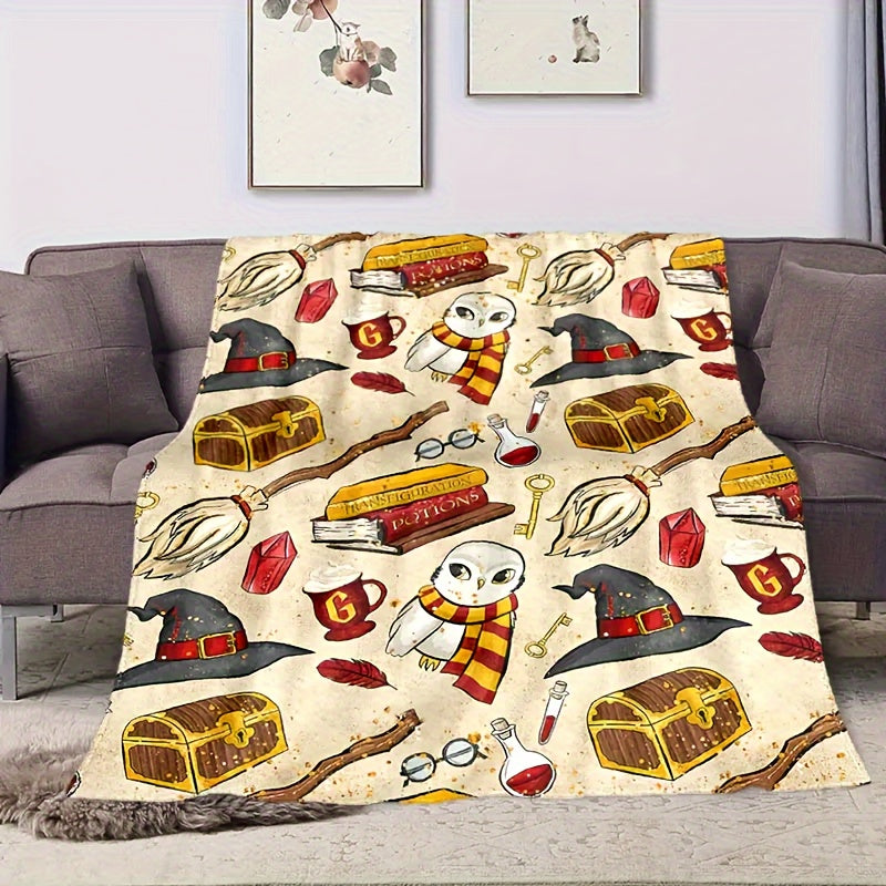 1pc Flannel Digital Printed Throw Blanket Sofa Blanket, Home Leisure Blanket, Air Conditioning Blanket, Nap Blanket, Soft And Comfortable Halloween Cute Hat Cat White Ghost Bat Pumpkin Bed Blanket Lootquake LLC
