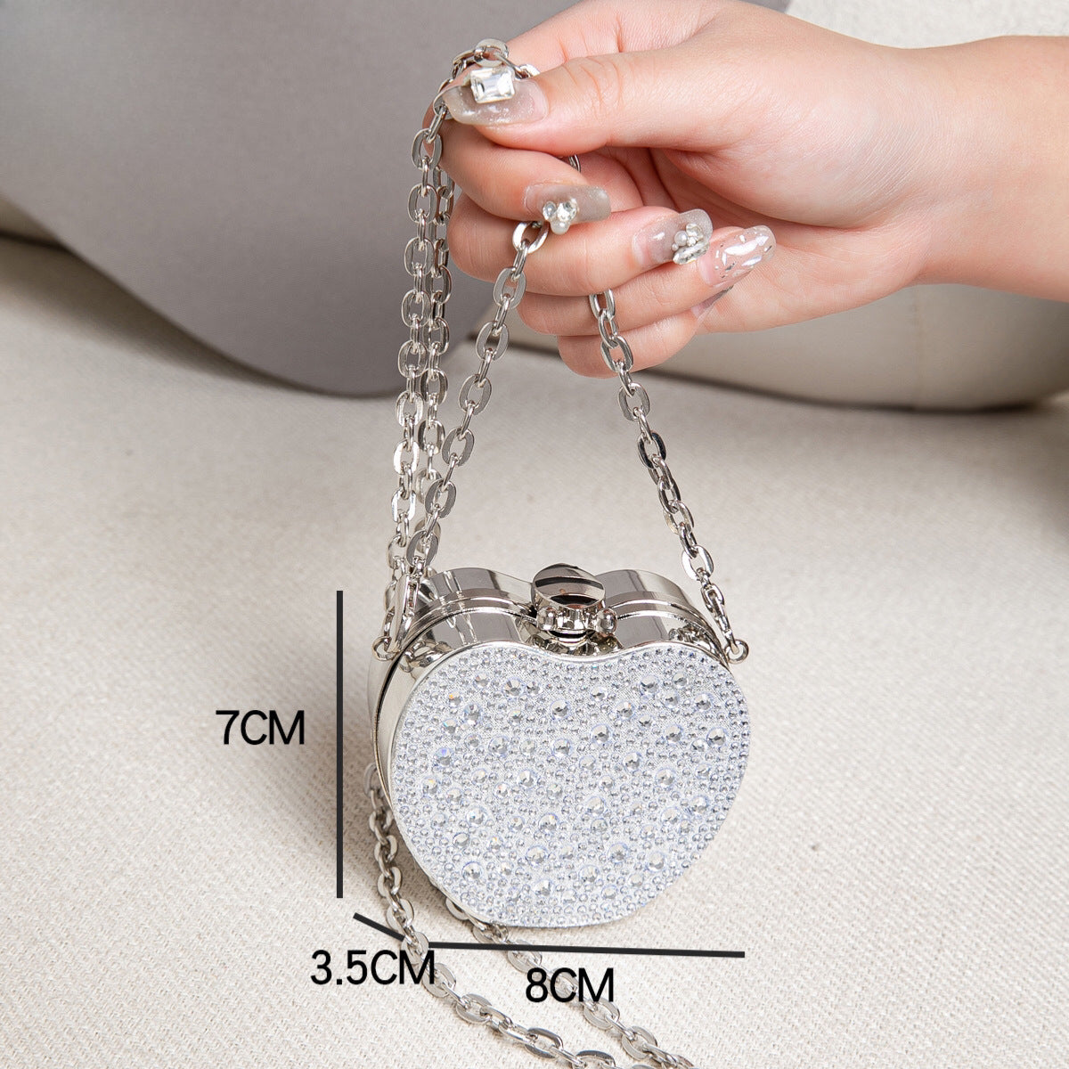 Elegant Mini Double Sided Rhinestone Purse – Heart Shaped Acrylic Mirror Bag, Trendy Mini Lipstick Purse for Prom, Party, and Wedding Events – Stylish evening Prom Bags Clutch - SJB-DIAMOND ELITES