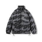Men's Stand Collar Down Jacket With Full Letters