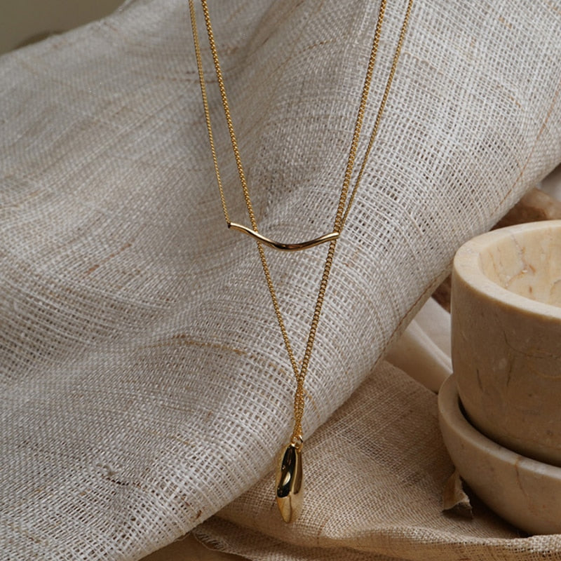 2Pcs Set Waterdrop Irregular Necklaces Pi-Mart