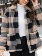 Beautiful Red Women Drop Shoulder Fuzzy Button-Up Jacket Soft And Comfortable Casual Fit Jacket Stevvex