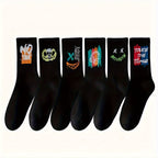 3/6/8/10/12 Pairs Of Medium Length Socks With Graffiti And Spray Painting For Personalized Fashion, Comfort, And Durability Lootquake LLC