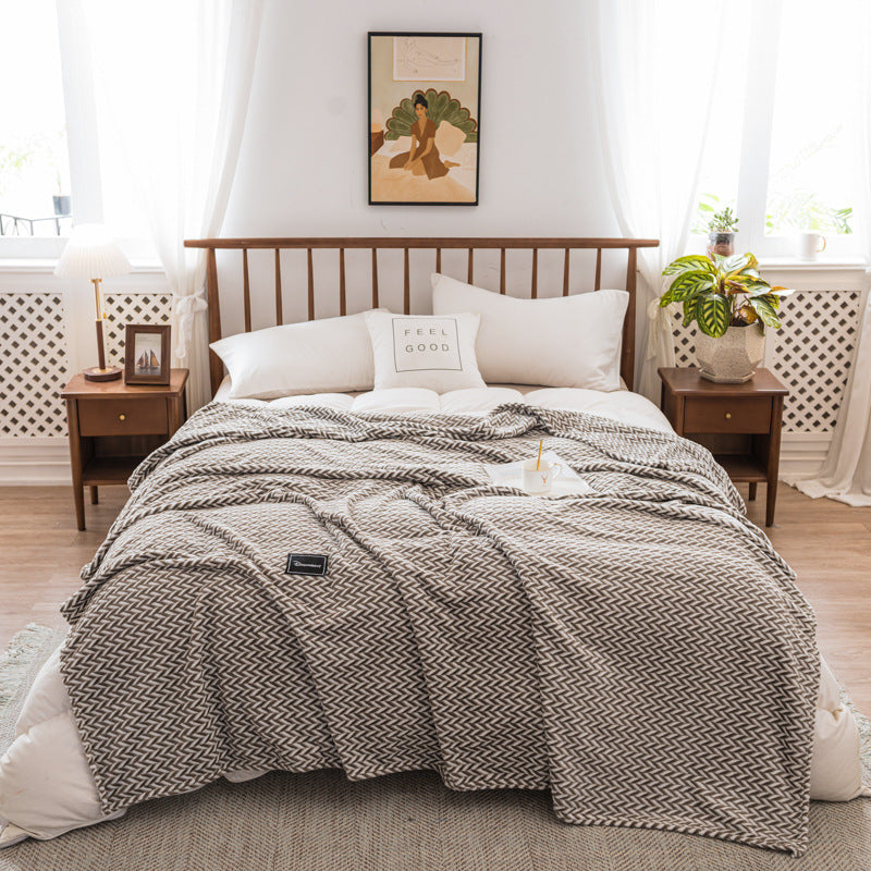Autumn And Winter Milk Velvet Thickened Yarn-dyed Blankets Multifunctional Nap Pi-Mart