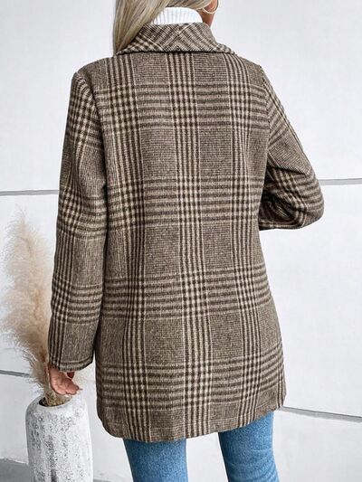 Women's Plaid Collared Neck Buttoned Long Sleeve Jacket – Classic & Lightweight Outerwear for Everyday Wear Stevvex