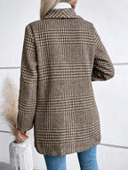 Women's Plaid Collared Neck Buttoned Long Sleeve Jacket – Classic & Lightweight Outerwear for Everyday Wear Stevvex