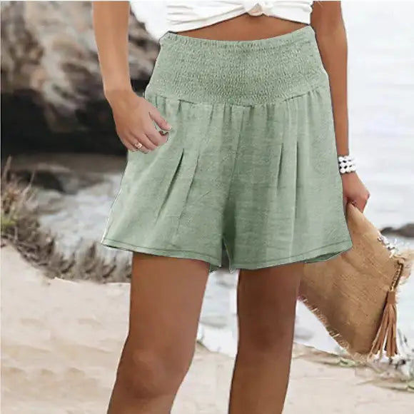 Women's Minimalist Solid Color Polyester Side Pocket Shorts - SJB-DIAMOND ELITES