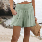 Women's Minimalist Solid Color Polyester Side Pocket Shorts - SJB-DIAMOND ELITES