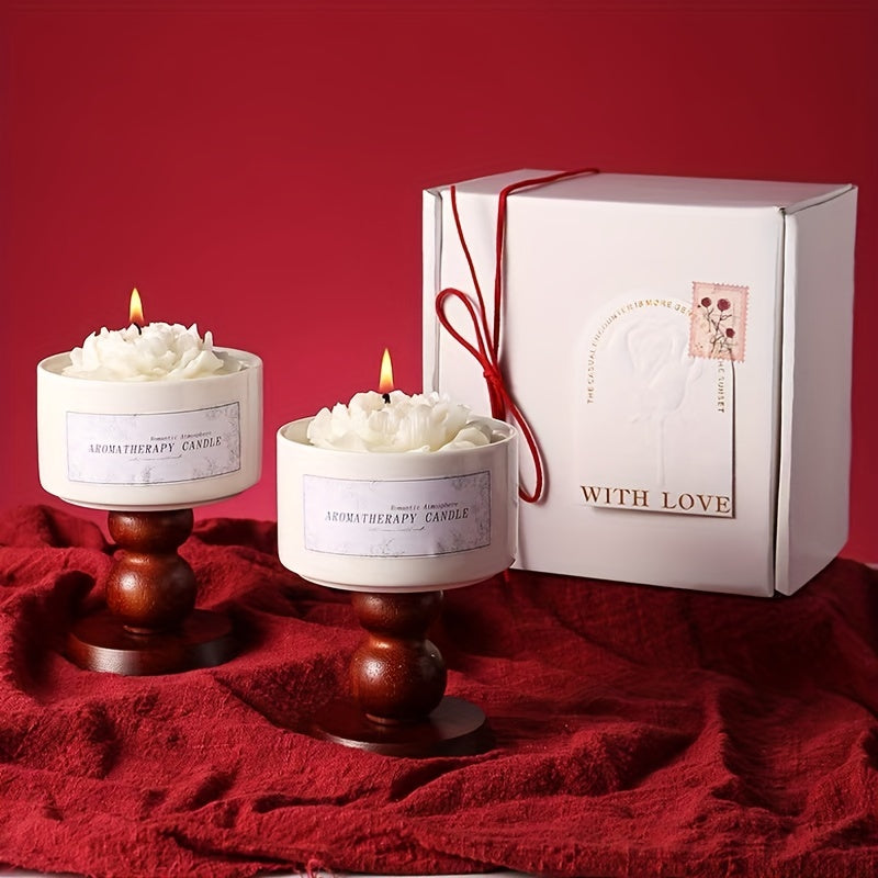 Luxury Soy Wax Scented Candle - 5.3oz Rose, Lavender, Gardenia | Elegant Gift Box for Christmas, Birthdays & Graduations | Home Decor with Ceramic Container & Wooden Base Lootquake LLC